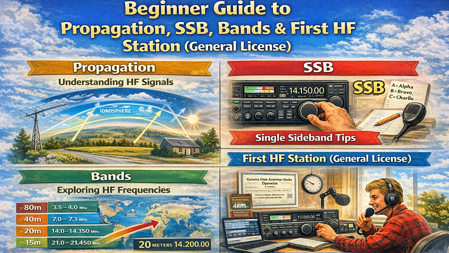 Beginner Guide to Propagation, SSB, Bands & First HF Station (General License)