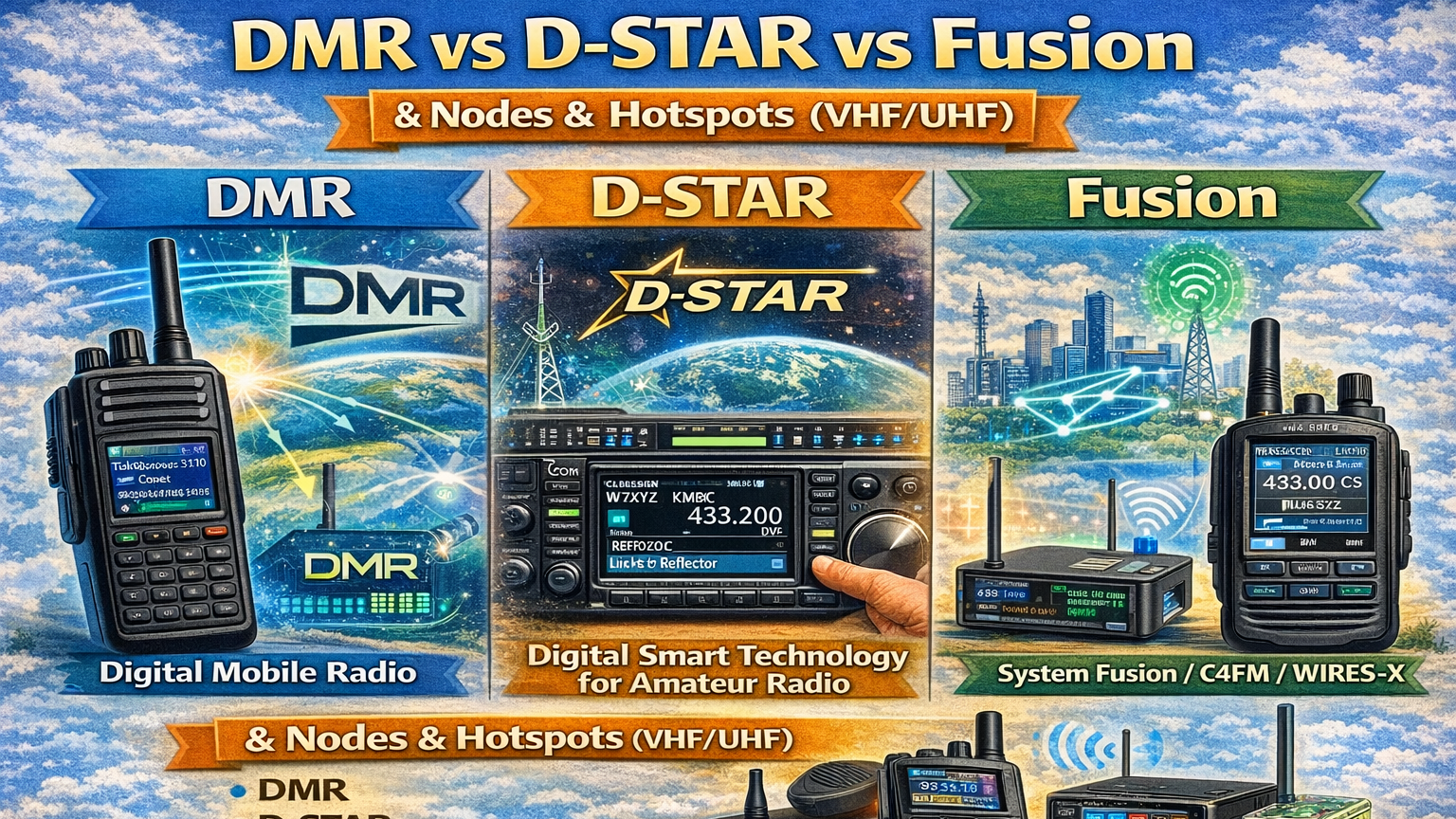Digital Voice: DMR vs D-Star vs Fusion VHF/UFH